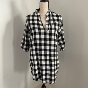 Buffalo Plaid Shirt Womens Medium Black White Urban Flamingo Preppy Fall Y2K